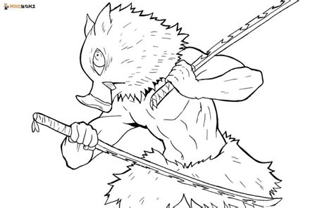 Inosuke With Two Swords Coloring Page Free Printable Coloring Pages