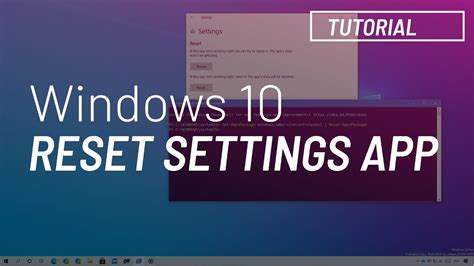 Windows 10 Tutorial Reset Settings App Youtube