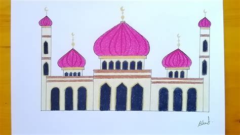 رسم مسجد بالالوان الخشبيه خطوه بخطوه مشروع مدرسي Youtube
