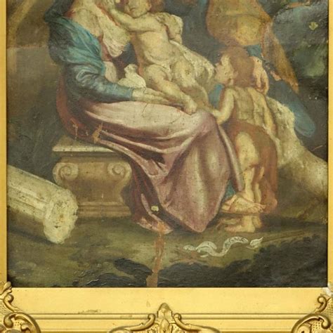 Antique Old Master Oil Painting On Tin Religious Scene At T
