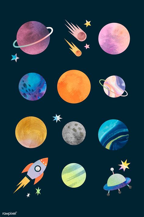 Colorful Galaxy Watercolor Doodle On Black Background Vector Premium