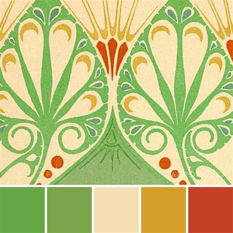 Art Deco Green Cream Color Palette Art Deco Color Scheme Art Deco