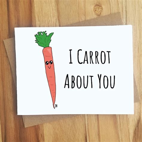 I Carrot About You Carrot Pun Greeting Card Handmade T Etsy