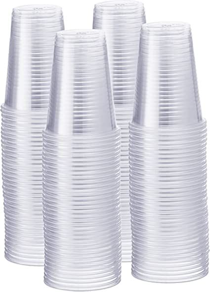 Clear Crystal Plastic Cups With Flat Lids 240 Pack 16 Oz Basic