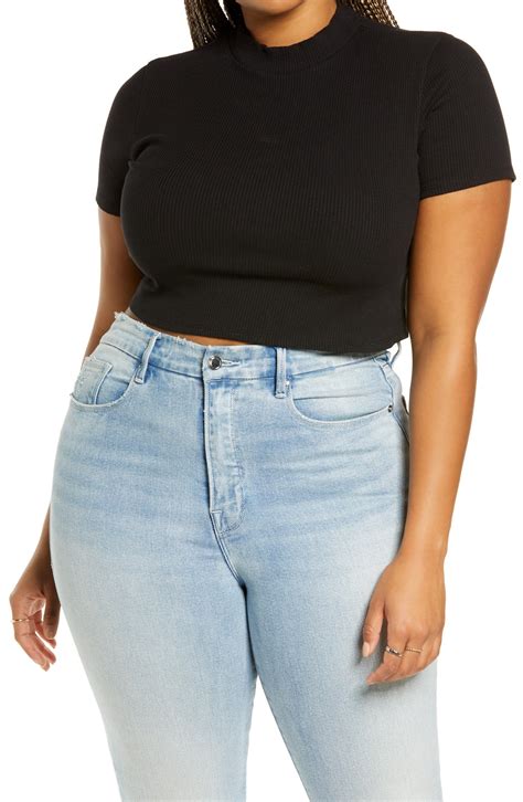 Bp Ribbed Mock Neck Crop Top