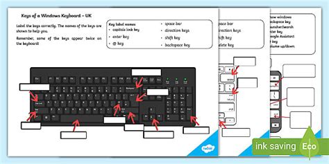 Free Keys Of A Keyboard Labelling Worksheet