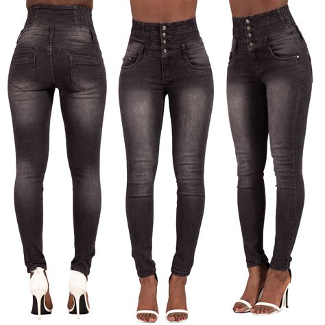 Women High Waisted Denim Skinny Jeans Ladies Stretch Pants Size 8 10 12 14 16 18 Ebay