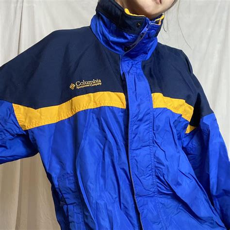 Vintage Columbia Sportswear Windbreaker Yellow Blue Depop