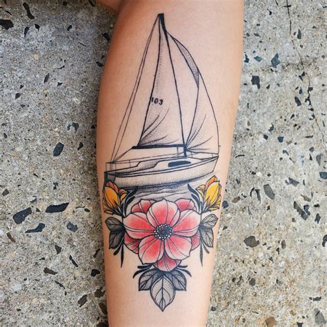 Sailboat Tattoo By Lauren Llerandi At Art Machine Productions In Philly