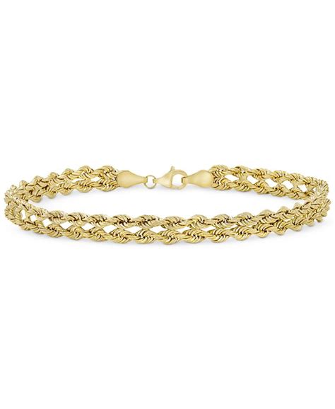 Italian Gold Double Row Twisted Heart Link Bracelet In 14k Gold Macys