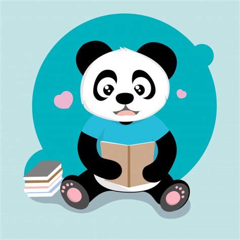 Lindo Bebé Panda Leyendo Un Libro De Est Premium Vector Freepik