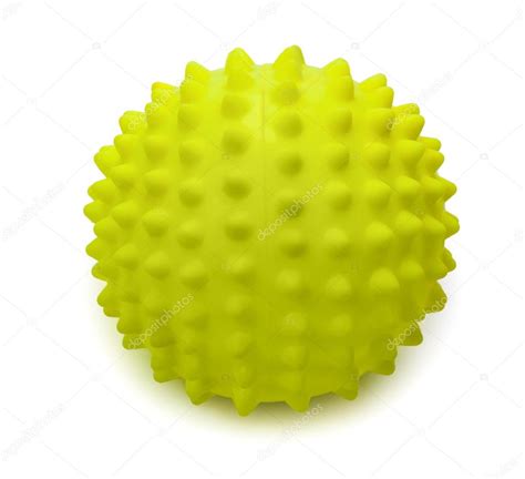 Spiky Rubber Massage Ball Isolated On The White Background Clos