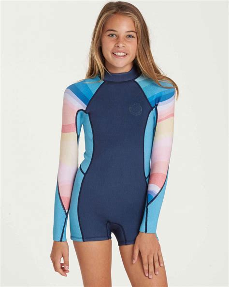 Wetsuits Billabong Girls Girls Spring Fever Long Sleeve Back Zip Springsuit Mirage