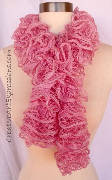 Pink Frill Knitted Ruffle Scarf Sold Creative Art Expressions