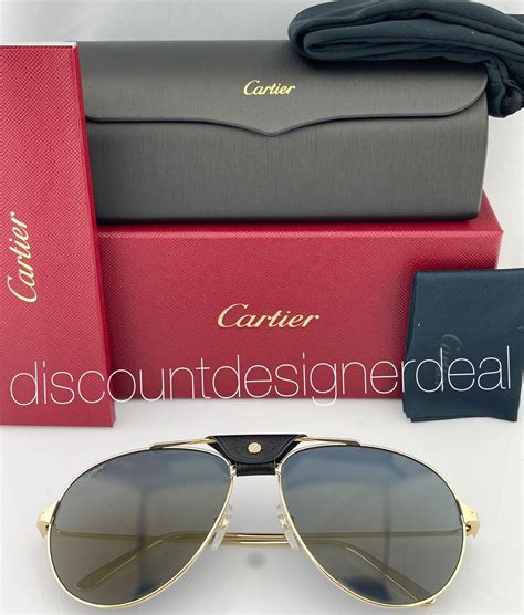 Cartier Santos Aviator Sunglasses Ct0038s 016 Gold Frame Gray Gold Flash Lens 61 843023138363 Ebay
