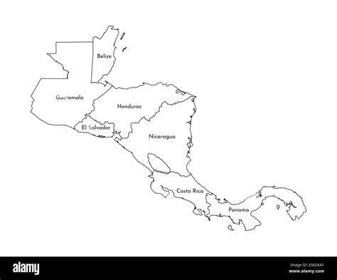 Ilustración Vectorial Con Mapa Simplificado De Centroamérica Siluetas