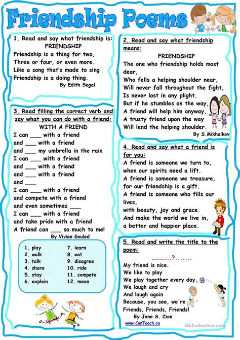 Funny poems from famous poets and best beautiful poems to feel good. Friendship Poems | Friendship poems, Kids poems, Friendship quotes