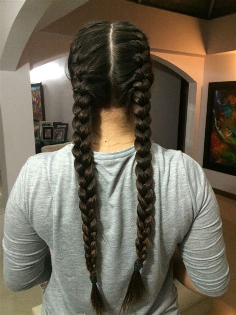 The french braid has a short hair variant that uses bobby pins to hold the hairstyle. Double french braid. | Two braid hairstyles, Braided ...
