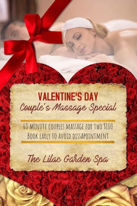 Valentines Day Couples Massage Spa Special Flyer Ad Template Postermywall
