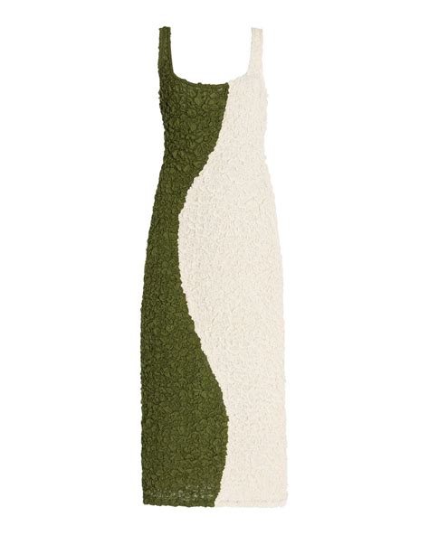 Mara Hoffman Sloan Smocked Colorblock Modal Midi Dress In Green Lyst