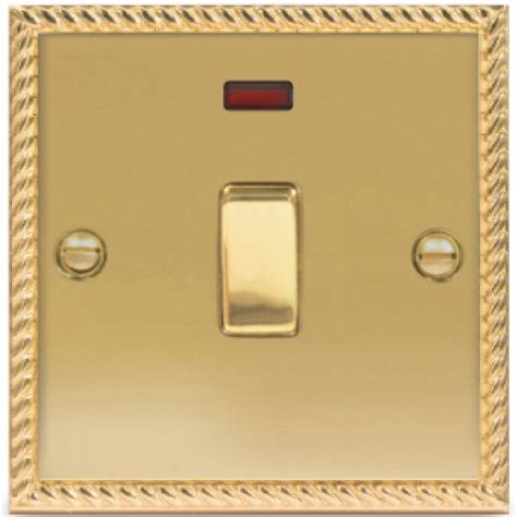 Bg Brass Georgian Double Pole Switch With Neon 20 Amp Electric Mall