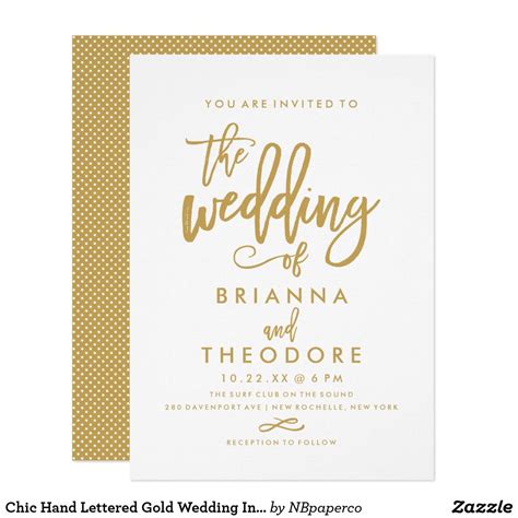 chic hand lettered gold wedding invitation zazzle gold wedding invitations wedding