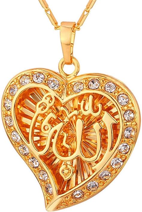 Classic Arabic Muslim Jewelry Gold Color Crystal Hollow Heart Shape