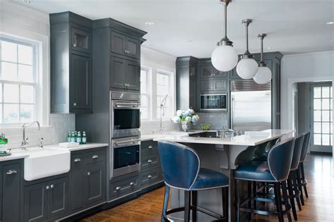 Classic dark cherry kitchen with large island www prasadakitchens. 22+ Grey Kitchen Cabinets Designs, Decorating Ideas ...
