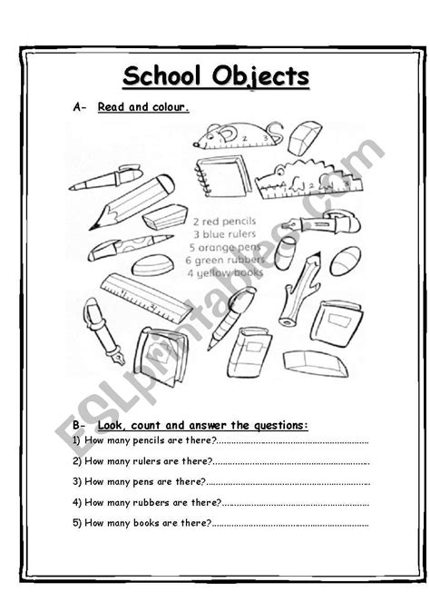 School Objects Esl Worksheet By Naty1776