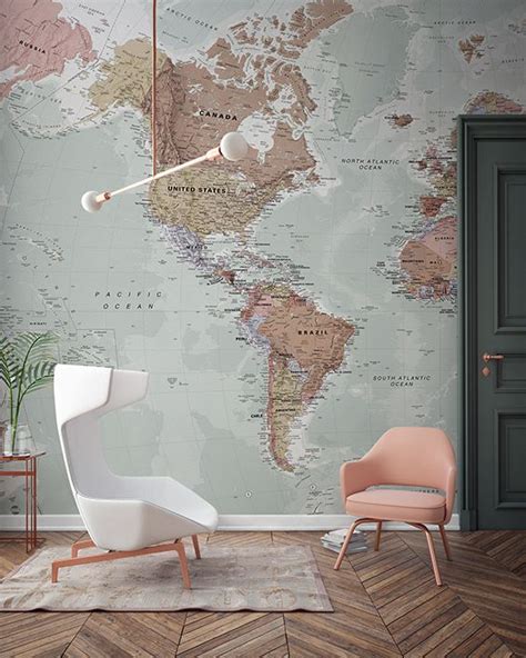 Classic World Map Mural Home Wallpaper World Map