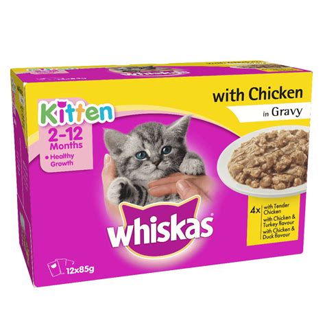 Our recipes are specially formulated to help your kitten grow into a healthy cat with calcium to support the development of strong bones with vitamin e & minerals to help support a strong immune. Buy Whiskas Kitten Wet Food, Tender chicken in Gravy in Kenya