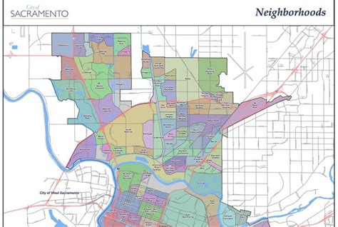 The City Of Sacramento Ca Neighborhoods Map Part 1 Map The