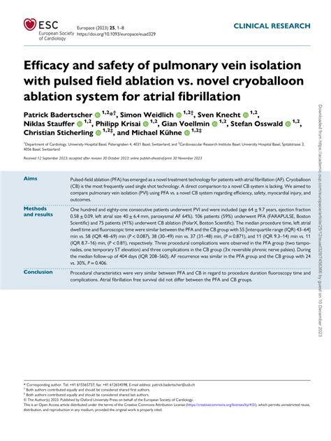 Pdf Efficacy And Safety Of Pulmonary Vein Isolation With Pulsed Field