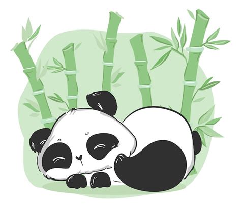 Premium Vector Cute Panda And Bamboo Illustration Cartoon Character