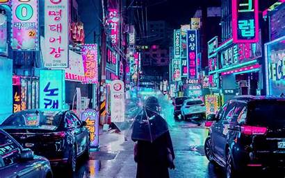 Wallpapers Neon Anime Ultra Night Street Umbrella