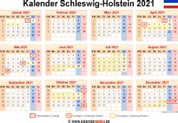Bewegliche feiertage in bayern 2021, ein beweglicher feiertag wird als beweglich bezeichnet, wenn er nicht in jedem kalenderjahr zum gleichen datum stattfindet. Kalender 2021 Schleswig-Holstein: Ferien, Feiertage, PDF ...