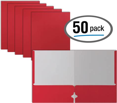 Two Pocket Portfolio Folders Red 50 Pieces Letter Size Paper Folders 50