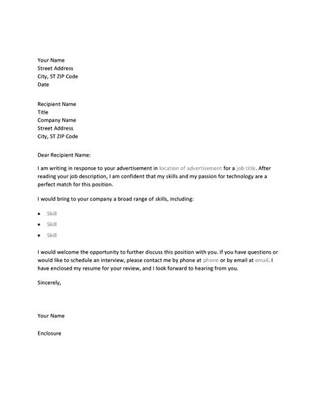 How to write a job application letter. Sample cover letter in response to a technical position ...