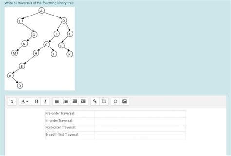 Solved Write All Traversals Of The Following Binary Tree A