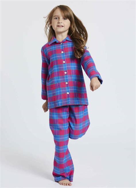 Childrens Pyjamas In Pink Tartan Flannel By British Boxers
