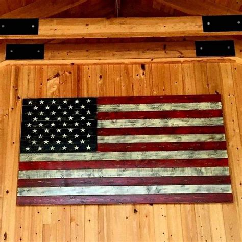 Rustic Wooden American Flag American Flag Wall Art Wooden Etsy