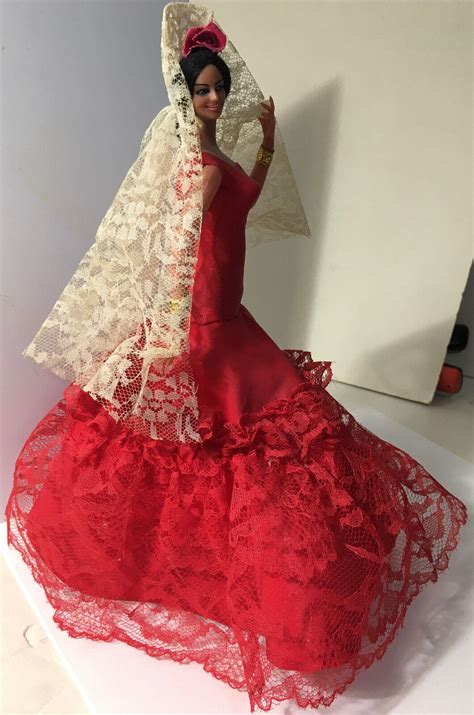 Vintage Flamenco Spanish Dancer Red Dress 105 High W Stand Marin Ebay
