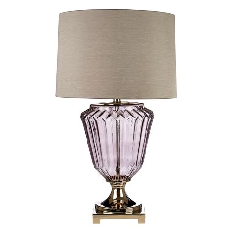 Square base is 7 wide. Premier Annot Smoked Glass Table Lamp with Grey Shade ...
