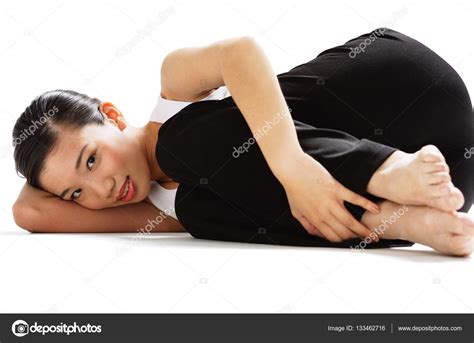 Woman Lying On Side Stock Photo By Microstockasia