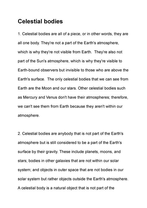 Celestial Bodies Notes Celestial Bodies Celestial Bodies Are All Of