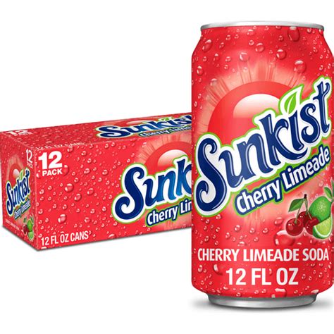 Sunkist Cherry Limeade Soda 12 Fl Oz Cans 12 Pack Lime Juice