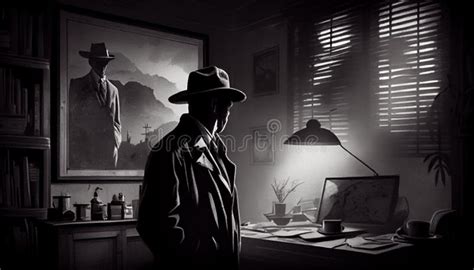 Noir Detective Black And White Retro Stock Illustration Illustration