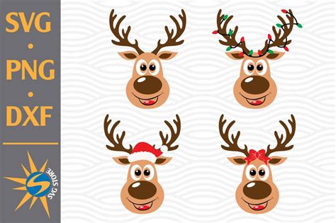 Reindeer Head SVG, PNG, DXF Digital Files Include - Buy t-shirt designs