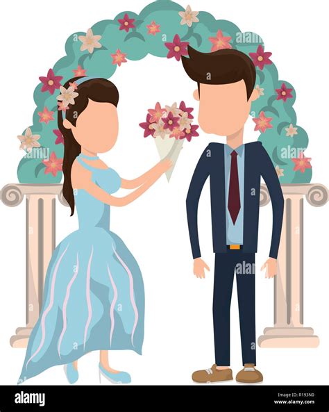 Couple Getting Married Cartoon Vector Illustration Graphic Design Stock