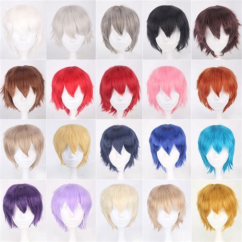 Unisex Anime Short Wig Straight Hair Cosplay Costume Party Heat